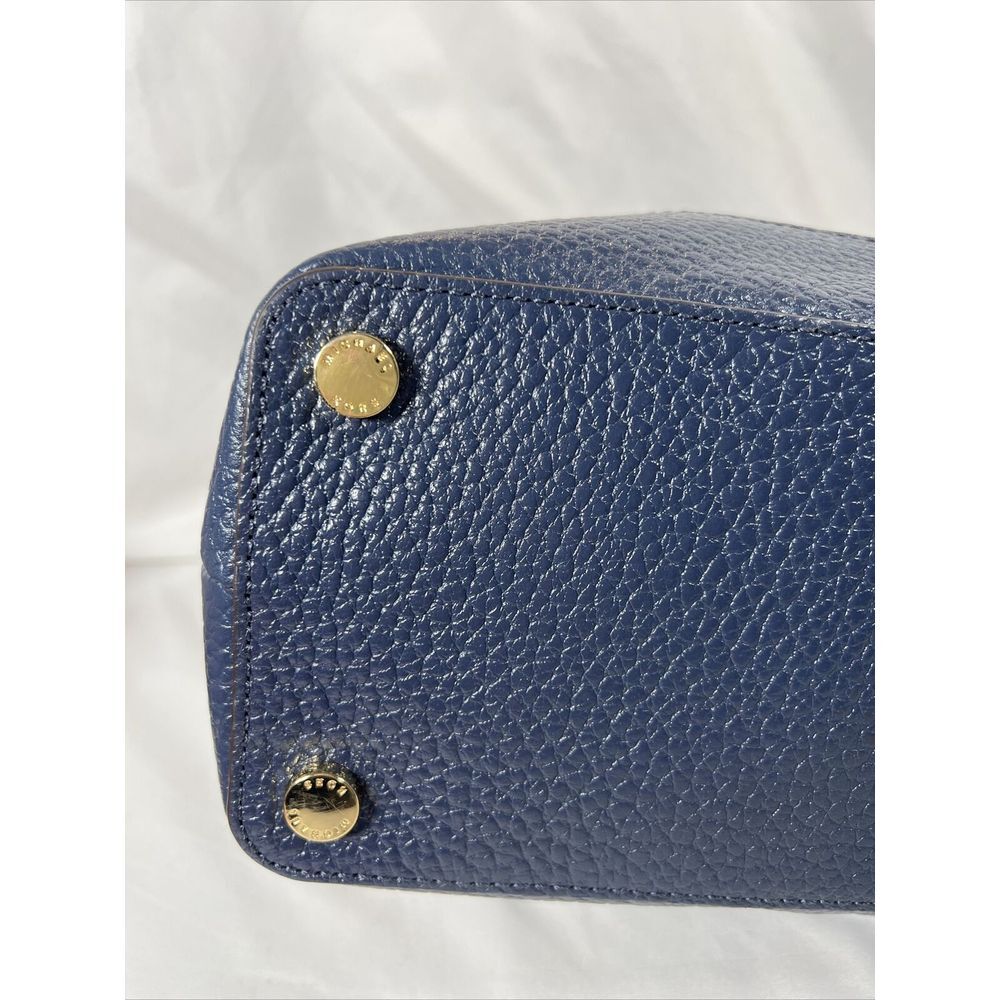 Michael Kors Large Dome Satchel Leather Handbag - Pebbled Navy - Picture 11 of 16